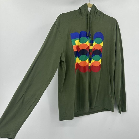 Polo Ralph Lauren Sz M Green Stacked Logo Graphic Print Hooded T-Shirt Hoodie - Picture 6 of 12